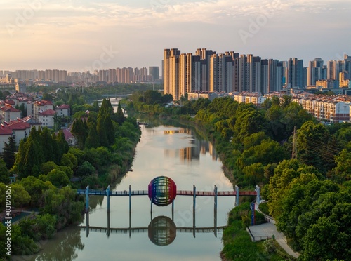 Huaian, Jiangsu Province: China's North-South boundary symbol park in the morning light
