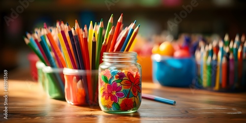 Vibrant Drawing Supplies for Educational and Artistic Activities. Concept Drawing Techniques, Creative Inspiration, Art Supply Recommendations, Educational Tools photo