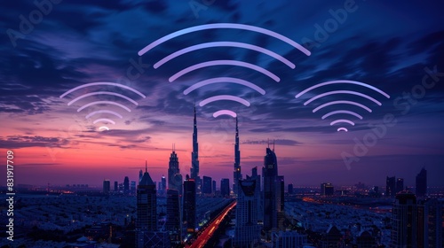 Beautiful images of the 5G wireless network covering the operating area.