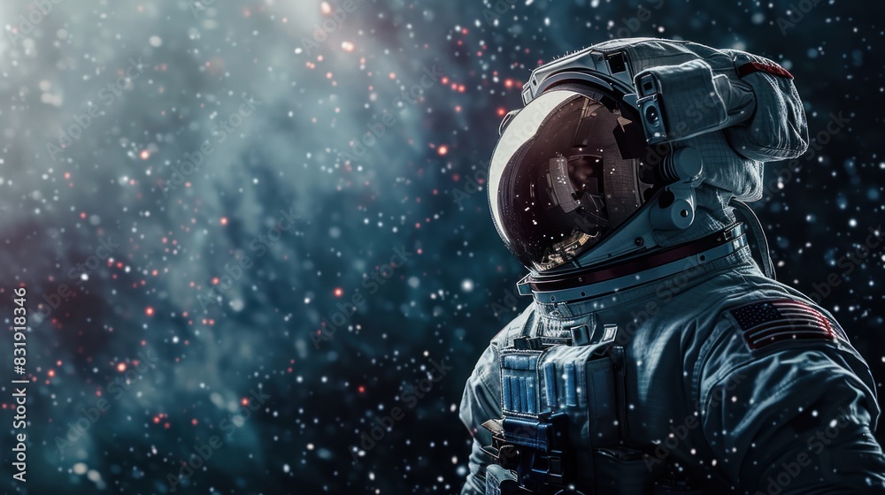Astronaut in a spacesuit in space, spacewalk, above the surface of the earth. Astronaut in a spacesuit in space, spacewalk, above the surface of the earth.