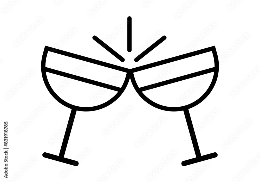 Icono negro de copas chocando en un brindis
