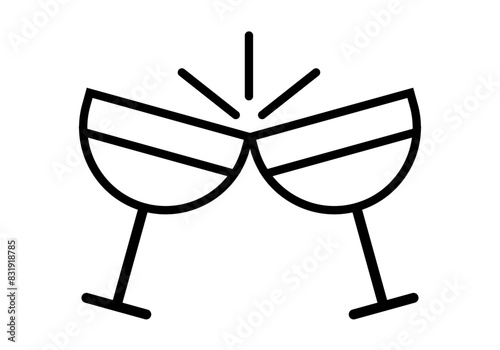 Icono negro de copas chocando en un brindis
