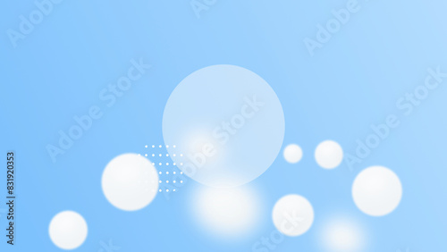 Light blue background with blurry white bubbles in glass morphism style.