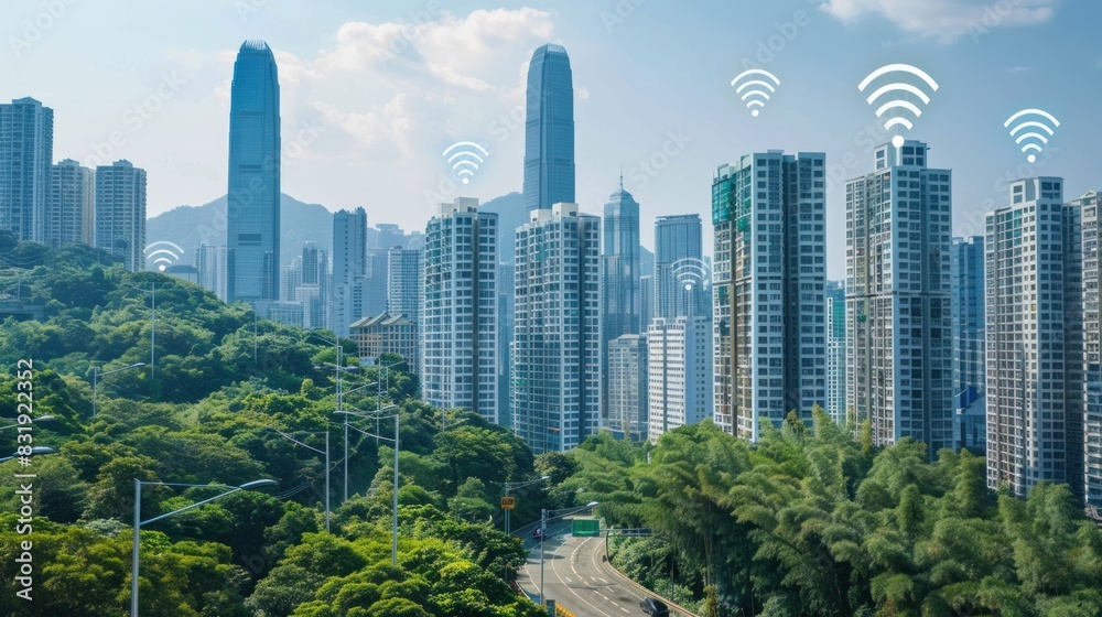 Naklejka premium Connect to the city's cutting-edge wireless network.