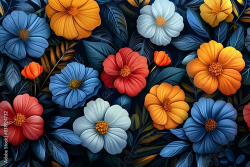 Wallpaper Mural Simplified and Symmetrical Botanical Illustration Torontodigital.ca