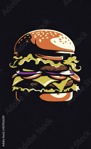 illustration of a floating hamburger or cheeseburger photo