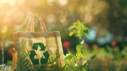 Illustration of reusable eco friendly shopping bag that shows the sustainable lifestyle concept