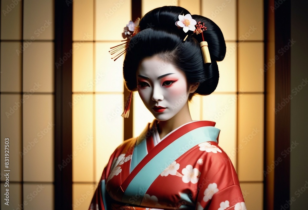 portrait of beautiful geisha with traditional clothes
portrait of beautiful geisha with traditional clothes