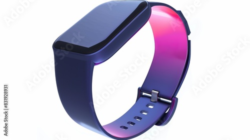 Wireless Isolated Smart Watch against a white backdrop. Hand path of smart band fitness tracker isolated on white.