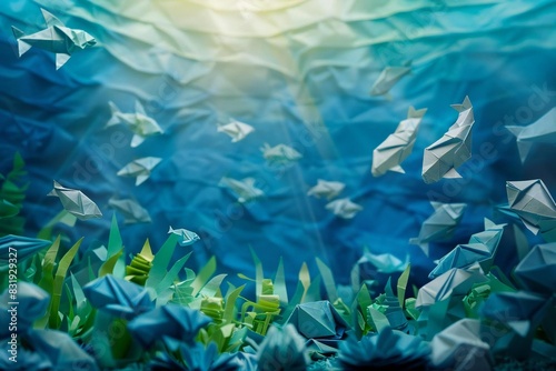 Unveiling the Majestic Underwater World  Vibrant Blue Ocean Background with Sunlight
