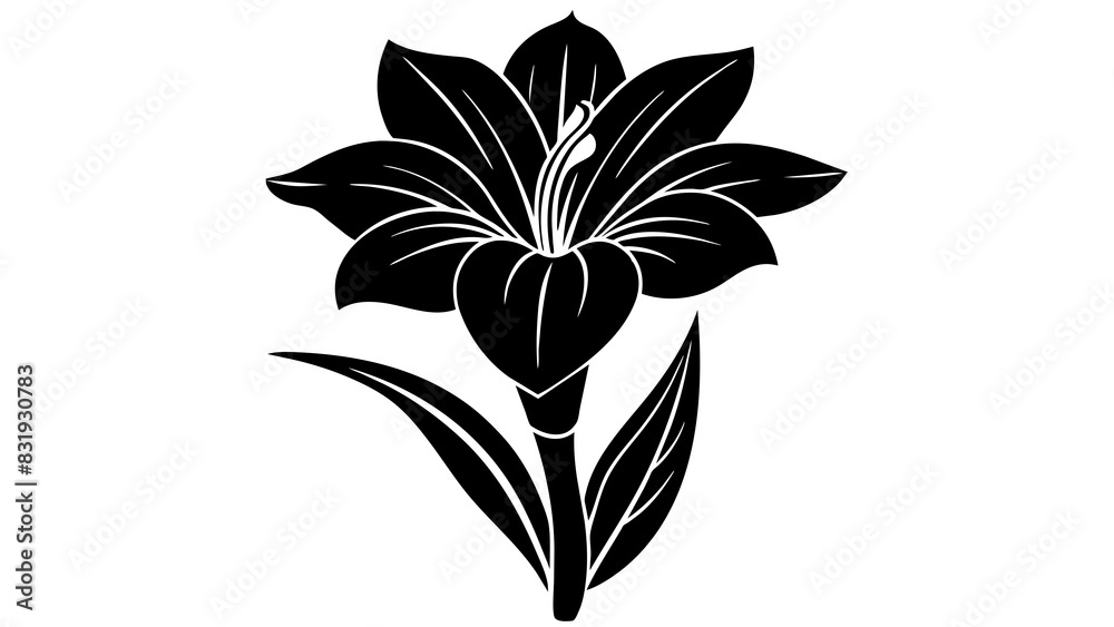 hellebore flower silhouette vector illustration