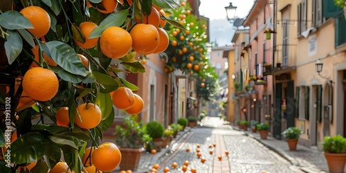 Ivrea Italy celebrates traditional fruitthrowing festival Battle of Oranges. Concept Festivals, Italy, Traditions, Fruit-throwing, Ivrea