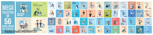 Mega collection of 56 social media post design template. Used for property agent advertising