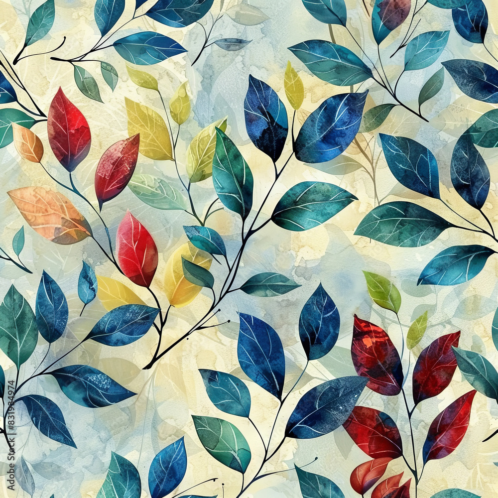 Seamless floral pattern with leaf background Seamless floral pattern with leaf background