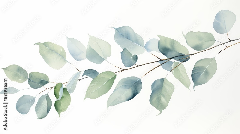 A watercolor of a eucalyptus leaf