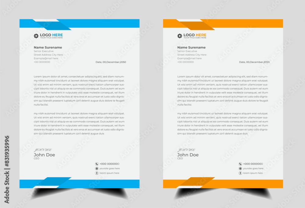 Modern Corporate professional letterhead design template with red and yellow color.
Creative abstract business proposal clean letterhead design for your project. newsletter ,corporate resume
Modern Corporate professional letterhead design template with red and yellow color.
Creative abstract business proposal clean letterhead design for your project. newsletter ,corporate resume
