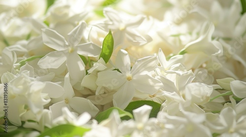 Fototapeta Naklejka Na Ścianę i Meble -  White jasmine blooms picked for ornamental fragrance or specialty tea purposes
