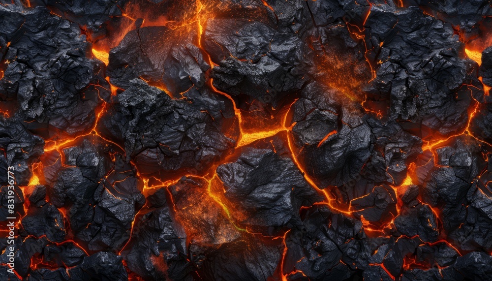 A seamless background featuring molten lava and volcanic rocks, ideal for visualizing intense heat and dynamic earth movements in designs or presentations A seamless background featuring molten lava and volcanic rocks, ideal for visualizing intense heat and dynamic earth movements in designs or presentations