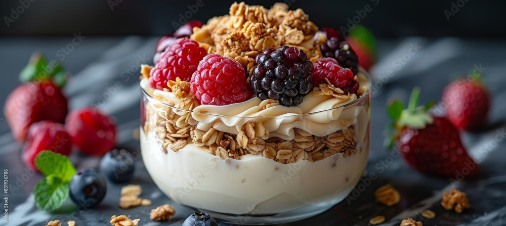 Greek Yogurt Parfait with Granola and Berries Greek Yogurt Parfait with Granola and Berries