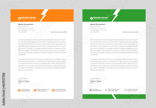Modern Corporate professional letterhead design template with red and yellow color. 
Creative abstract business proposal clean letterhead design  for your project.  newsletter ,corporate  resume

