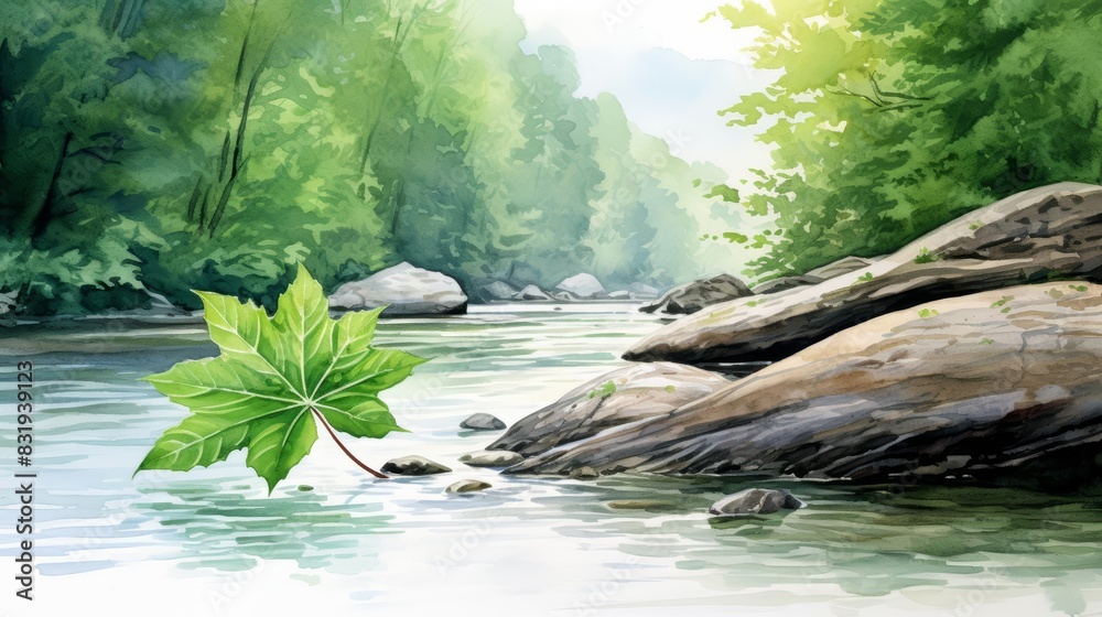 A watercolor of a tupelo leaf A watercolor of a tupelo leaf