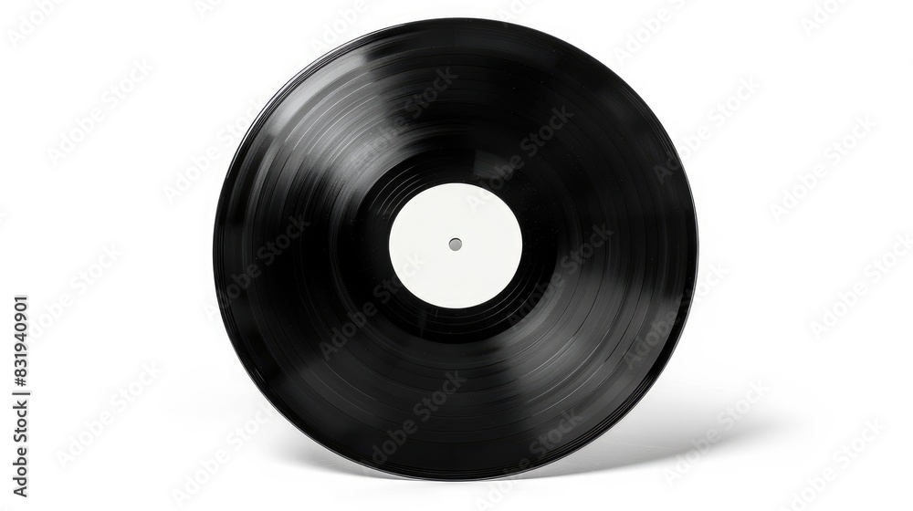 Isolated white background showcasing black vinyl record Isolated white background showcasing black vinyl record