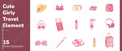Cute Girly Travel Elements