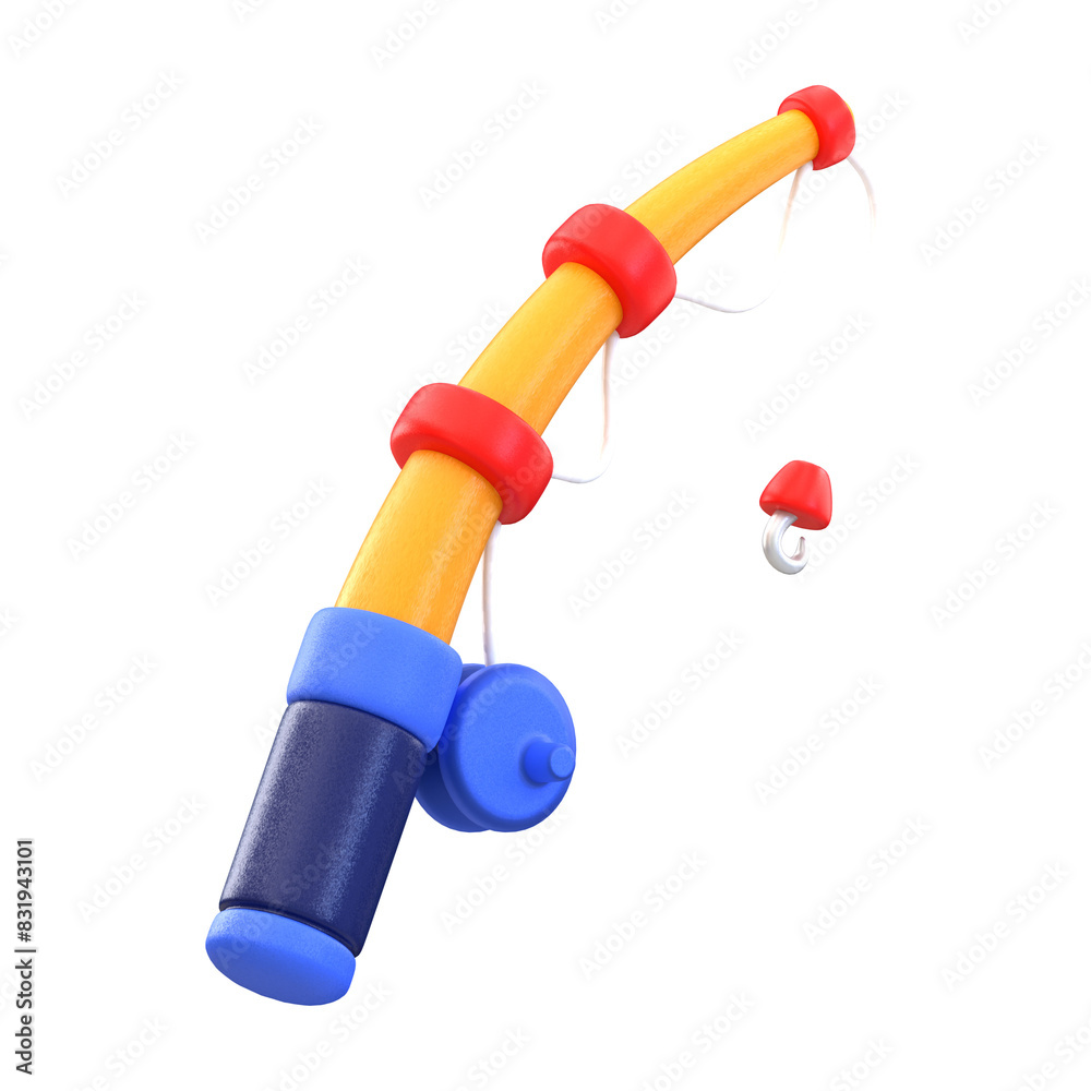 3d Render Summer Icon - Fishing Rod 3d Render Summer Icon - Fishing Rod