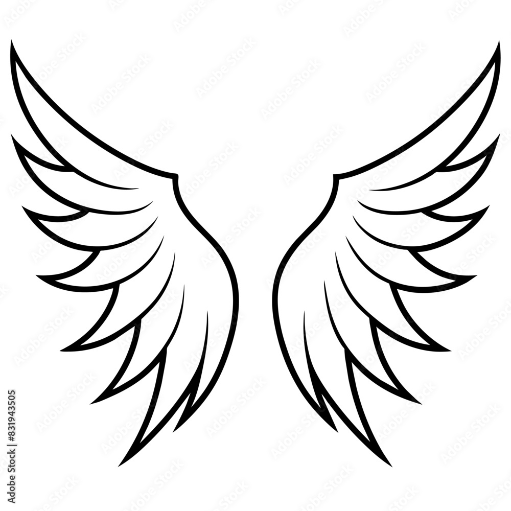Obraz premium Elegant illustration of black wings for design or inspiration, perfect for artistic projects