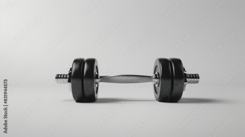 Dark weighty dumbbells against a white backdrop Dark weighty dumbbells against a white backdrop