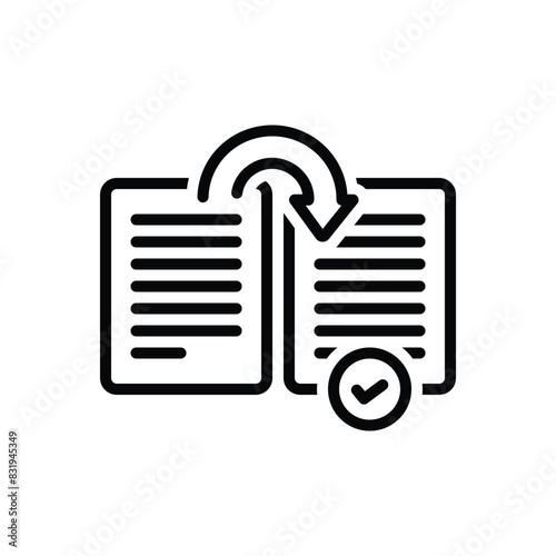 Black line icon for summarize 