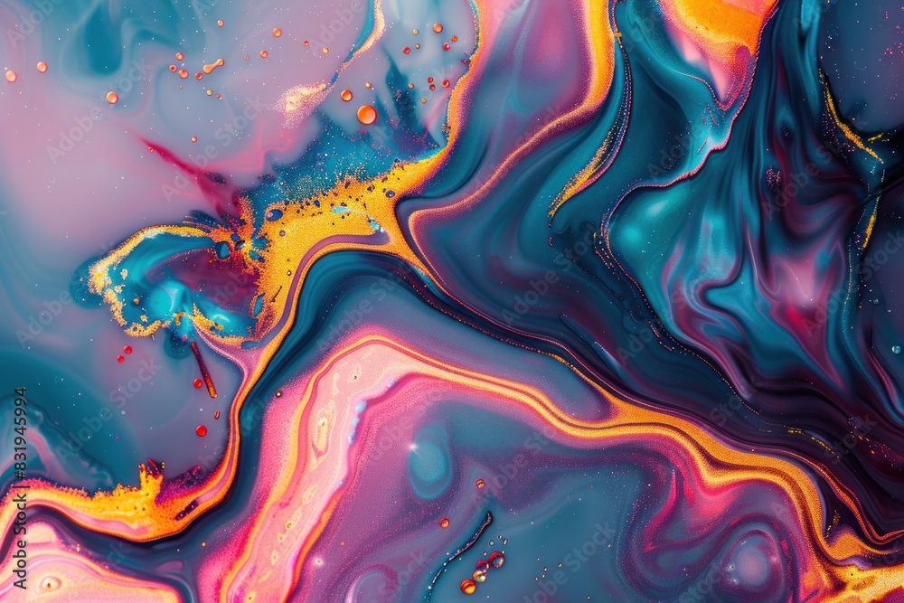 Fototapeta premium Smooth glossy cosmic liquid fluid form background texture