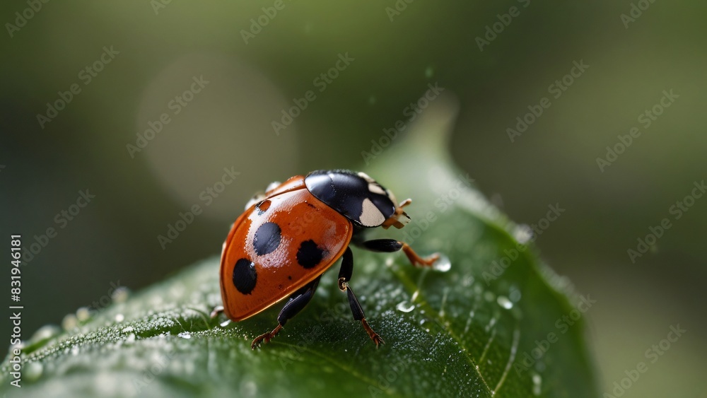 closeup portrait macro of beauty ladybug on leaf closeup portrait macro of beauty ladybug on leaf