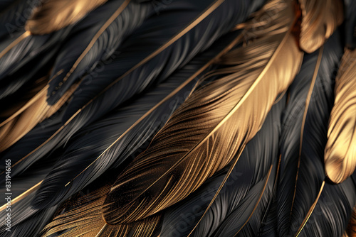 Generative ai on theme of beautiful texture bird feather for design natural abstract background photo