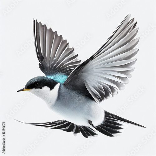 there is a bird that is flying in the sky with its wings spread © Spirited