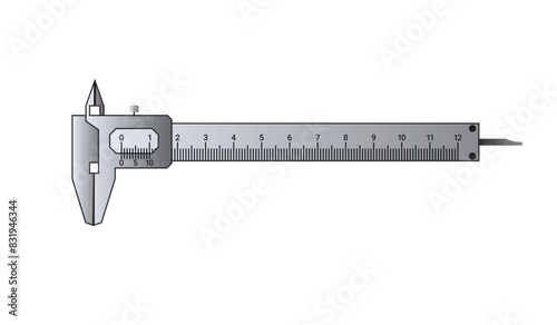 Vernier Calipers. Caliper Measuring tool designed for high precision measurements of internal and external dimensions. Universal Precision measuring tool. Calipers Measure drawing Vector.