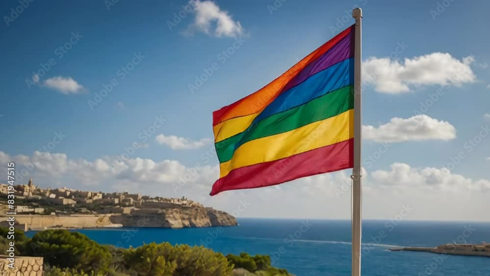 Rainbow flag in nature decoration