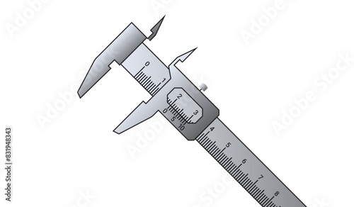 Vernier Calipers. Caliper Measuring tool designed for high precision measurements of internal and external dimensions. Universal Precision measuring tool. Calipers Measure drawing Vector.