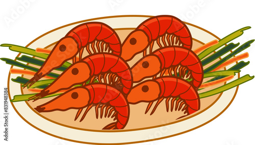 Shrimps on plate