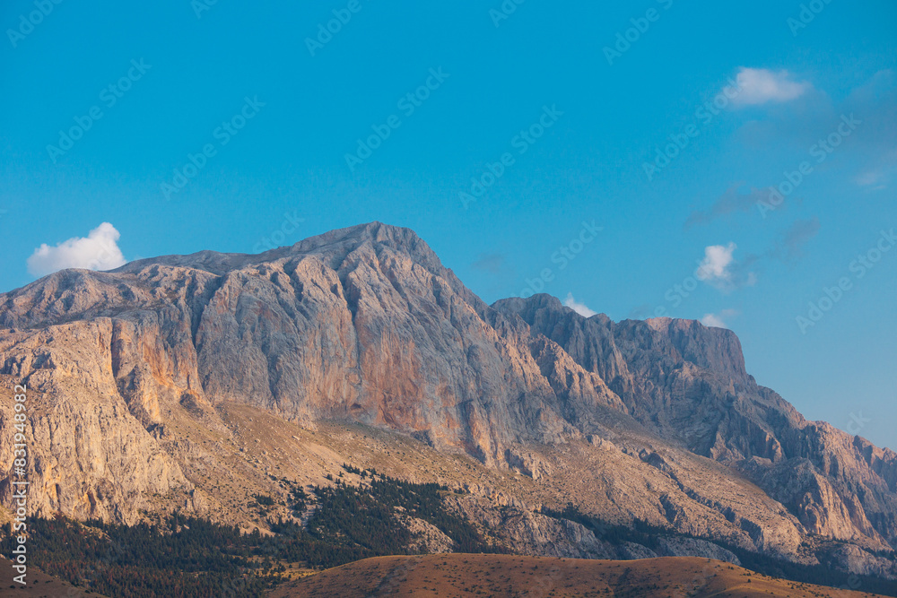 Fototapeta premium Aladaglar National Park. Cloudy mountain landscape. Transmountain trips. Trekking Aladaghlar. Turkey..