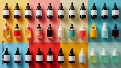Vibrant Skincare Colorful Bottles with Natural Ingredients