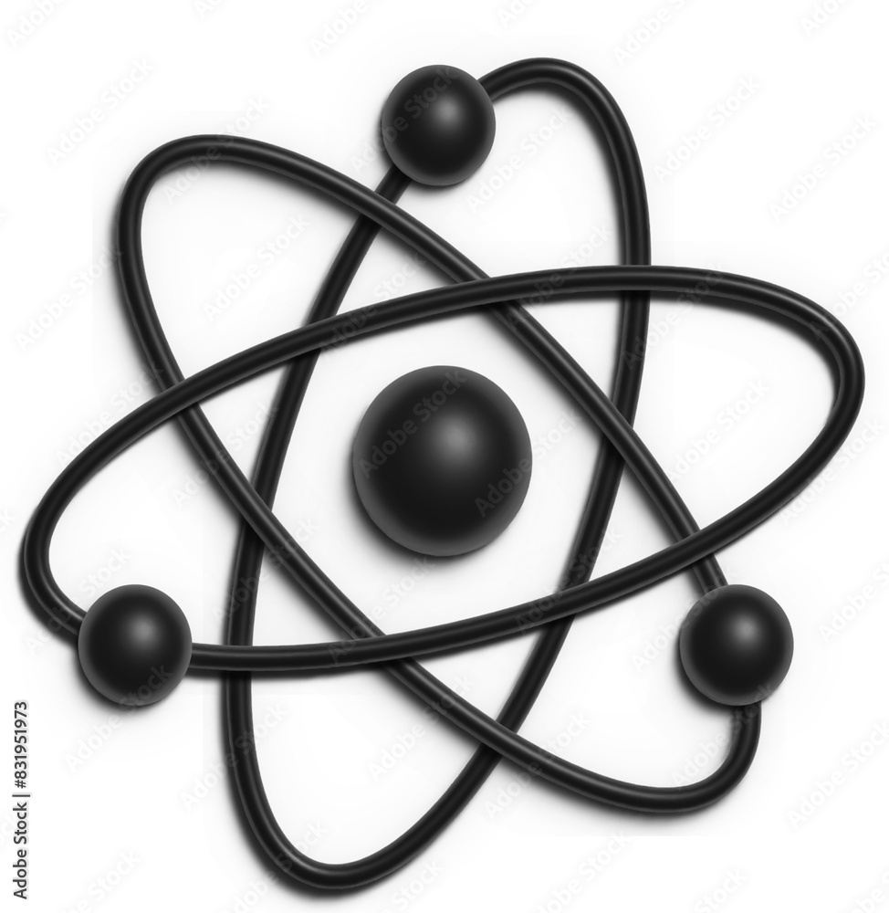 3D Black Atom Icon 
