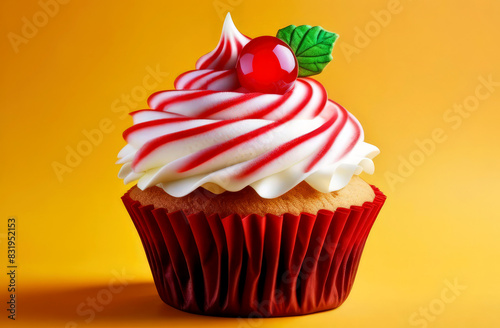 Delicious sweet dessert muffins,cupcakes with berries on a bright background