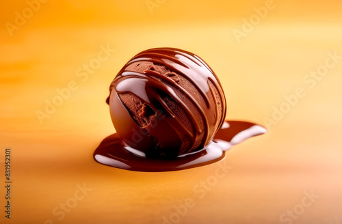 delicious cold chocolate ice cream with chocolate