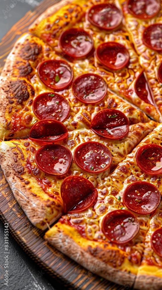 Close-up of hot pepperoni pizza Close-up of hot pepperoni pizza