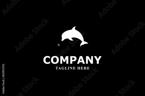 dolphins swimming in the night sky logo