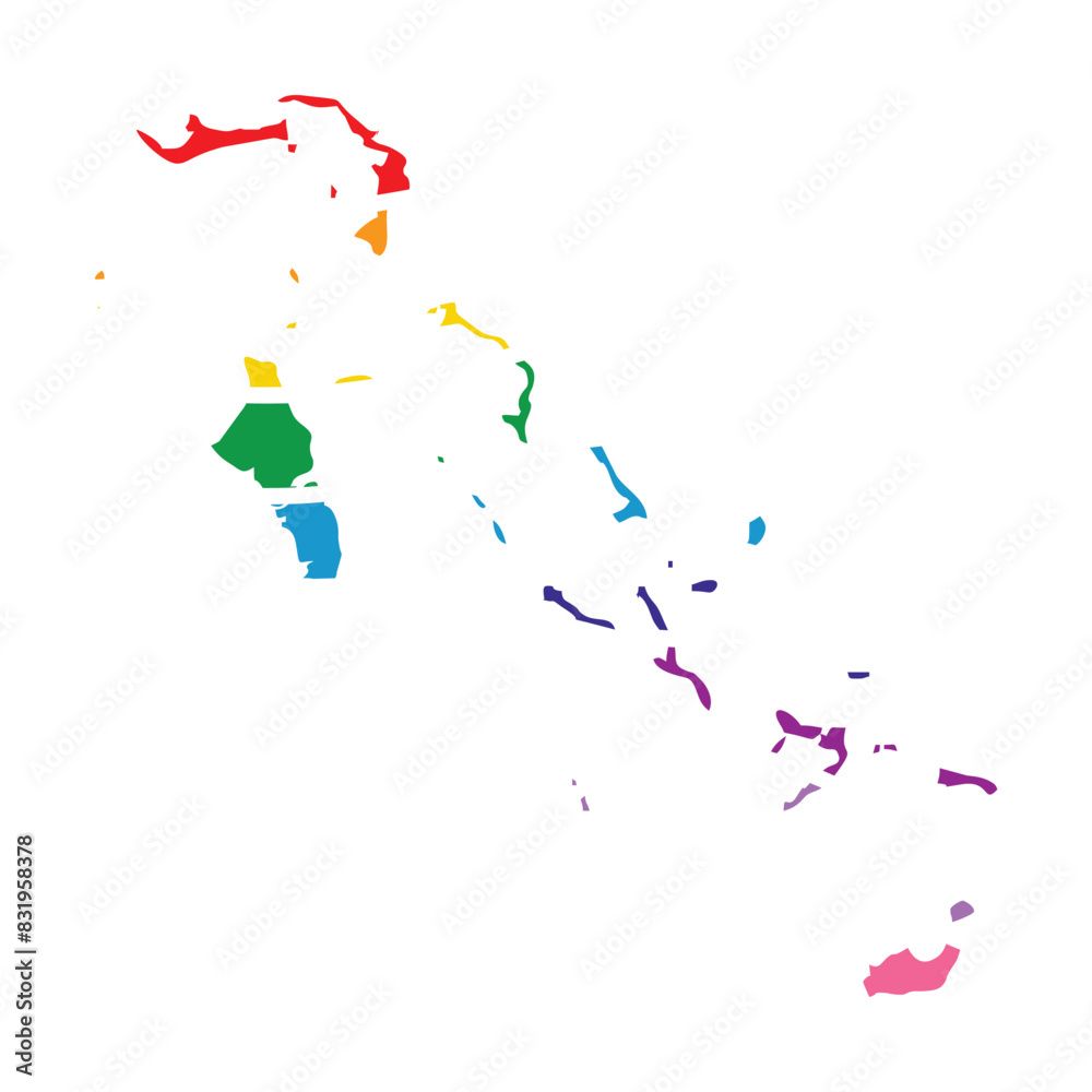 Obraz premium Bahamas swoosh silhouette rainbow map
