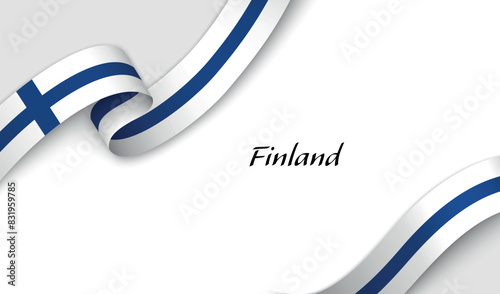 Ribbon with fllag of Finland on white background