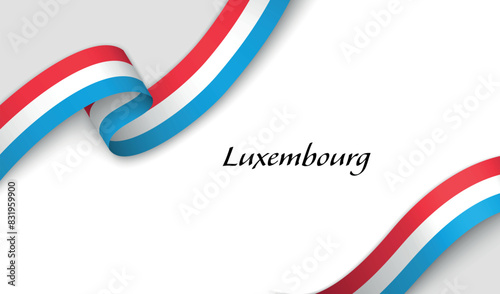 Foto Ribbon with fllag of Luxembourg on white background