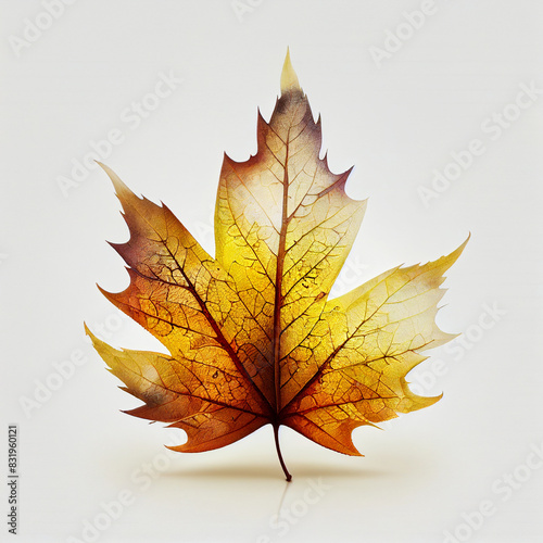 arafed leaf with yellow and red leaves on a white background